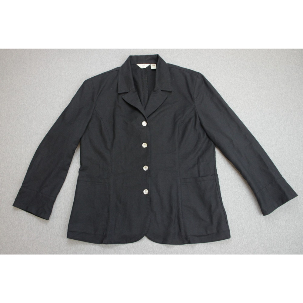 J Jill Jacket Womens 16 (XL) Black Cotton Blend Stretch Long Sleeve